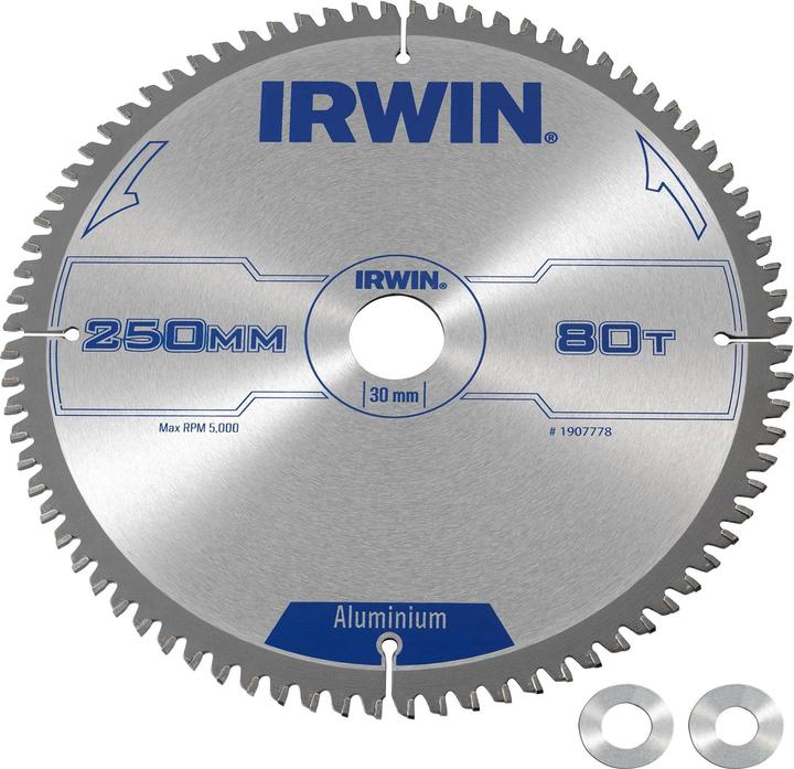 Productafbeelding Irwin IRW1907778 250 x 30 mm 80-tands professioneel cirkelzaagblad - Aluminium