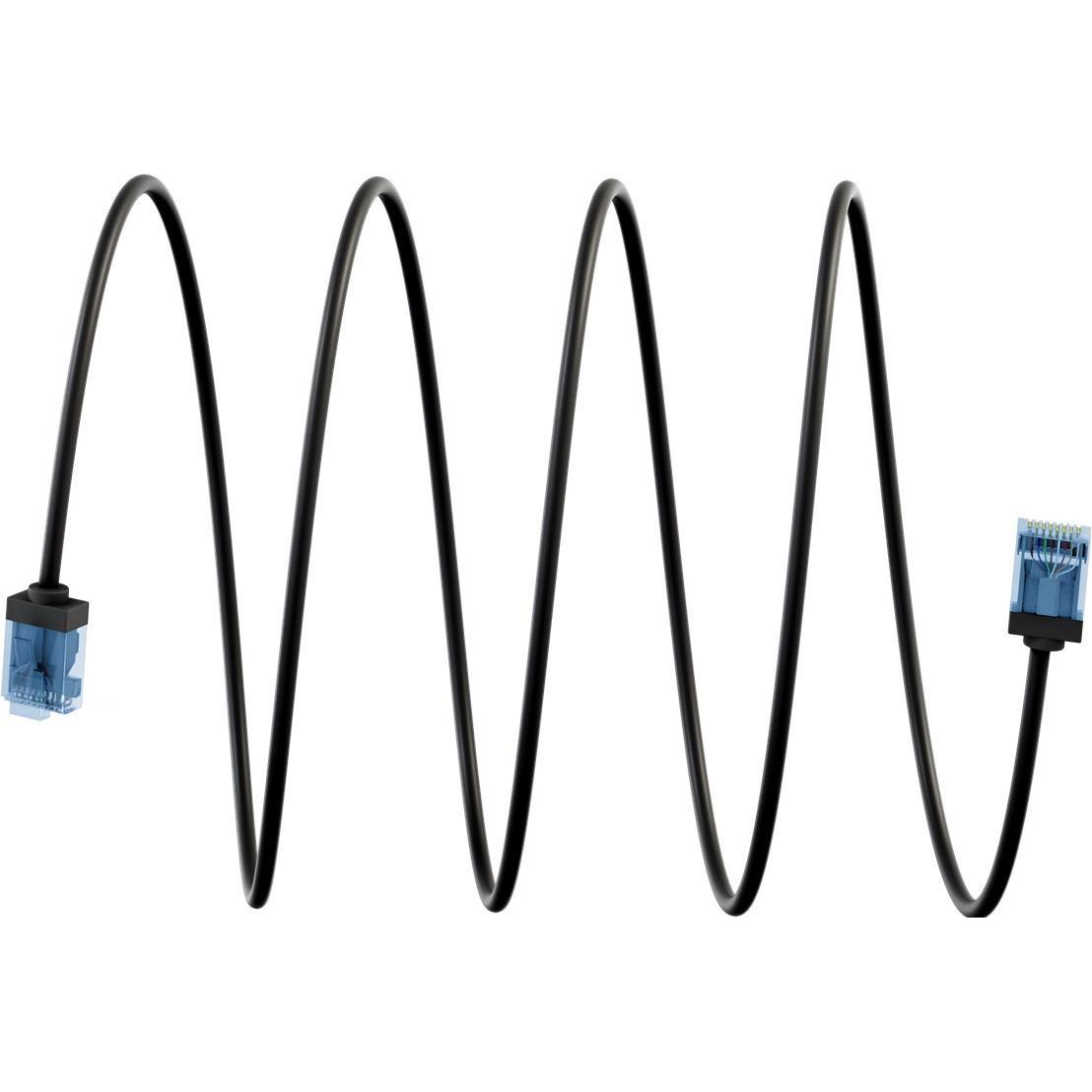Goobay Ultraflexibles CAT 6A Patchkabel, slim, U/UTP, schwarz (U/UTP, CAT6a, 0.25 m), Netzwerkkabel