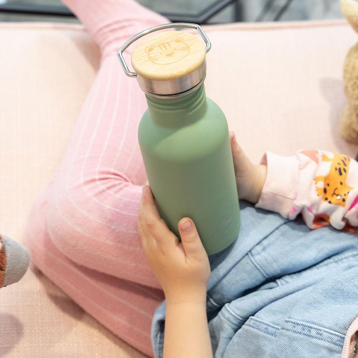 Actual product image For You Drinking bottle for children - Mint tiger | stainless steel | 500 ml (0.50 l)