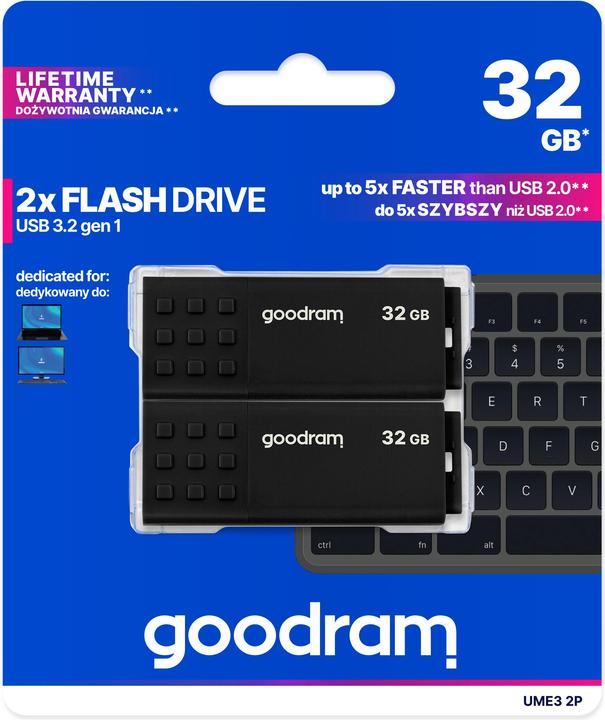 Actual product image Goodram 2-PACK UME3-0320MXR11-2P (64 GB, USB-A)