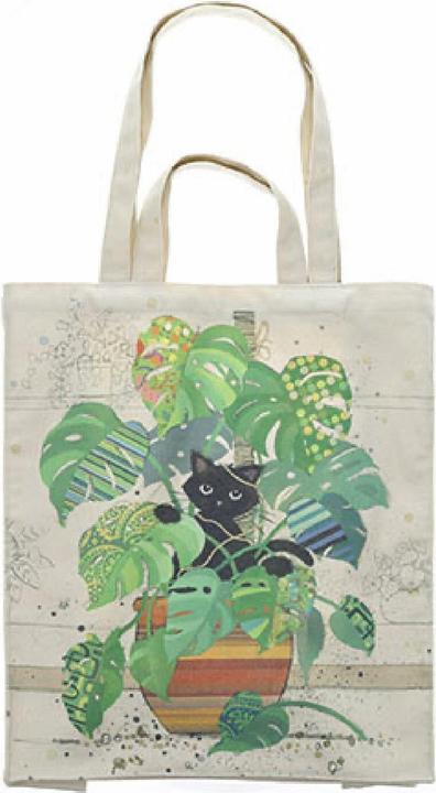 Produktbild Kiub rechteckige einkaufstasche aus canvas kätzchen monstera bug art