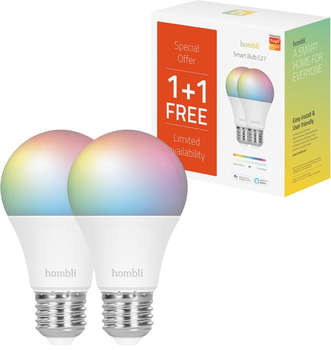 Produktbild Hombli Smart Bulb 9W RGB (2x) (E27, 9 W, 800 lm, 2 x, F)