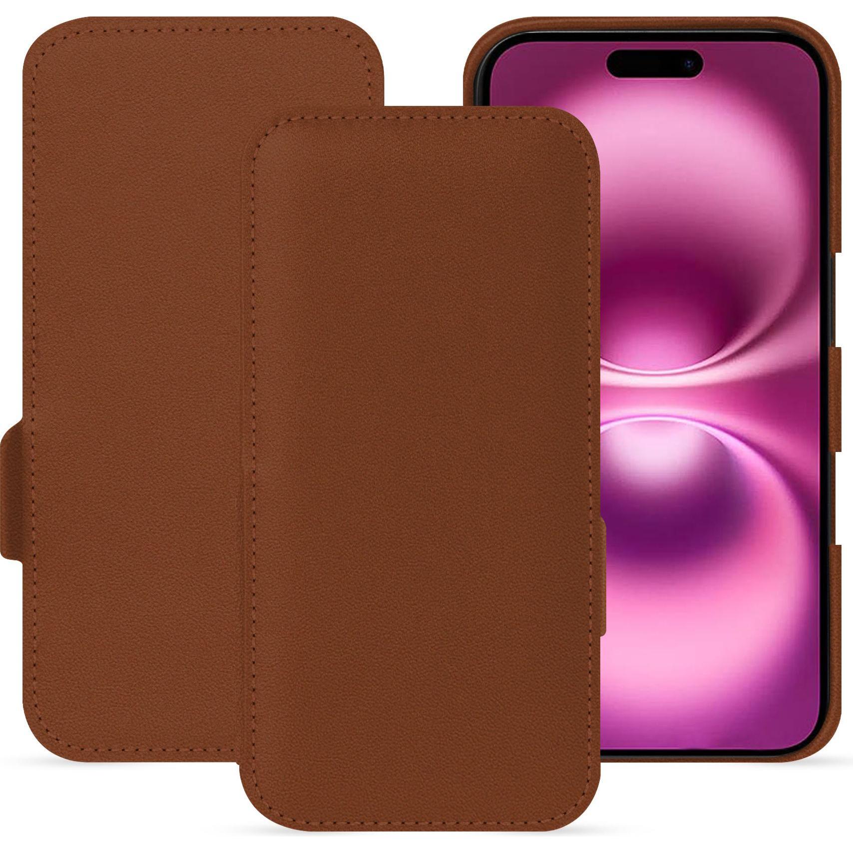 Noreve Lederschutzhülle horizontal (Apple iPhone 16 Plus), Smartphone Hülle, Braun