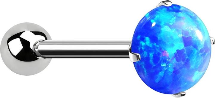 Image du produit Star Piercing Micro Threadless Barbell argenté avec boule et opale sertie bleu (Titane, sans laiton)