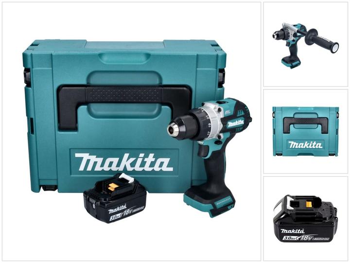 Produktbild Makita DHP 486 F1J Akku Schlagbohrschrauber 18 V 130 Nm Brushless + 1x Akku 3,0 Ah + Makpac - ohne L (Akkubetrieb)