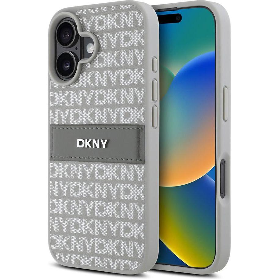 Thumbnail - DKNY Repeat Pattern Tonal Stripe Backcover (Apple iPhone 16), Smartphone Hülle, Grün