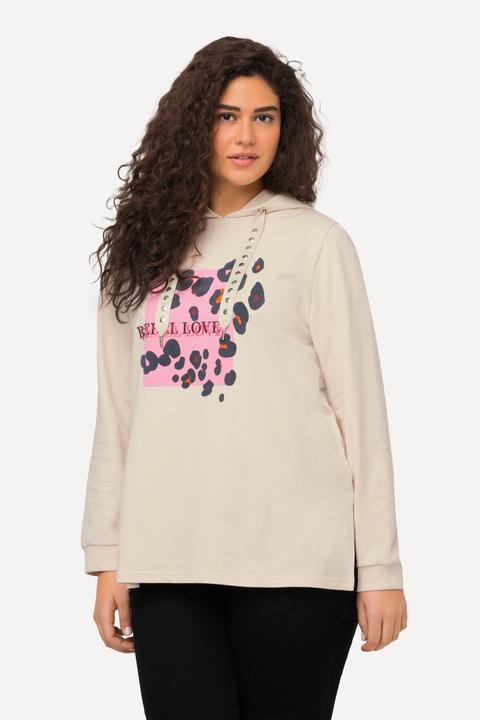 Immagine prodotto Ulla Popken Felpa con cappuccio con fantasia animalier, borchie decorative e maniche lunghe (46, 48)