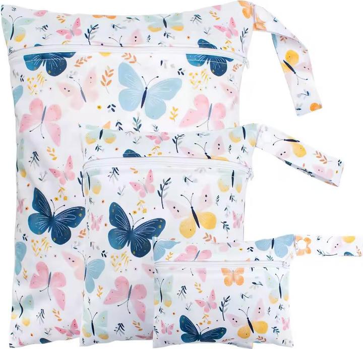 ASMI 3 Stück Wetbag Windeltasche Set 30x36cm + 28x30cm + 20x25cm