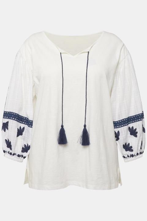 Immagine prodotto Ulla Popken Blusa con ricami, scollo a tunica e maniche lunghe (54)