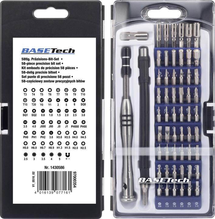 Produktbild Basetech Bit-Set 58tlg (Tri-Wing, Innensechskant, Innensechsrund TX, Innenvierkant)