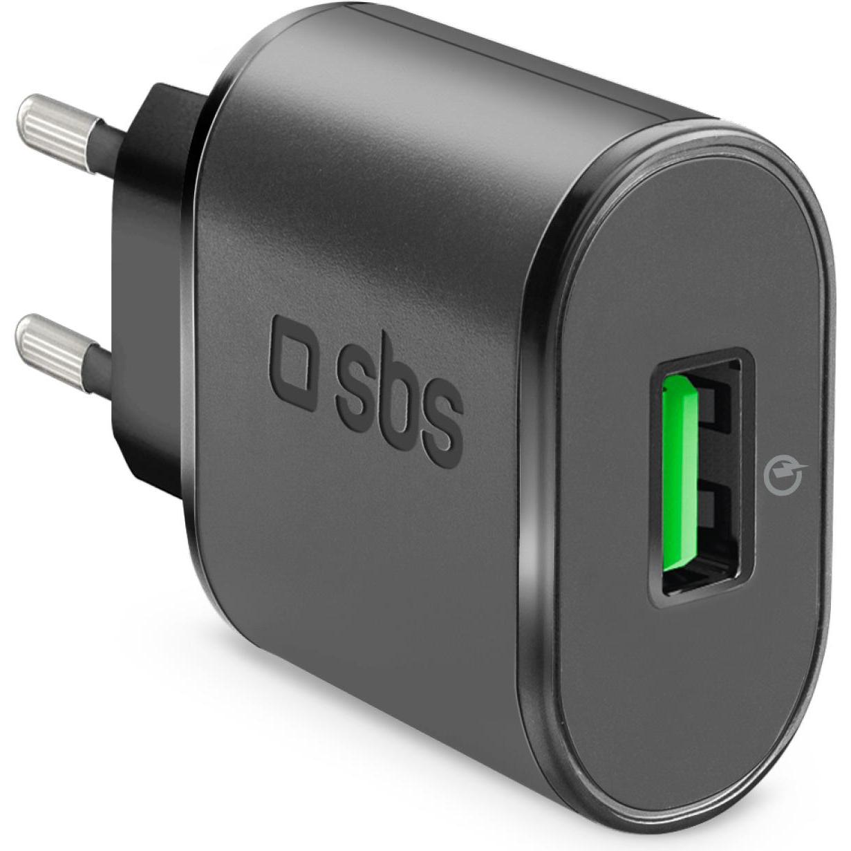 SBS Reise-Ladegerät für schnelles Laden 2100 mAh (15 W), USB Ladegerät, Schwarz