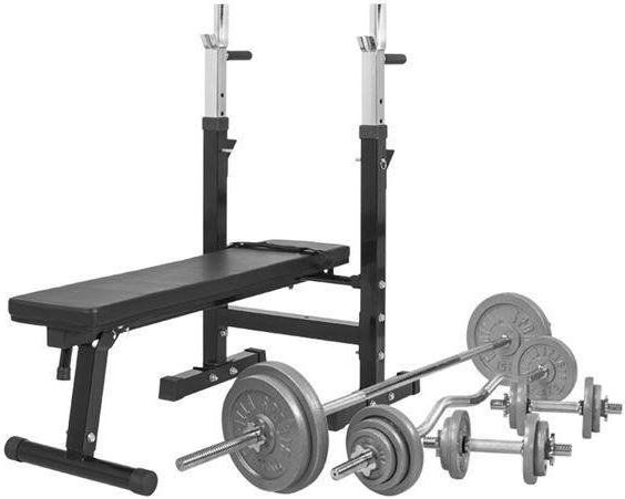 Gorilla Sports Weight bench with shelf and cast iron set
