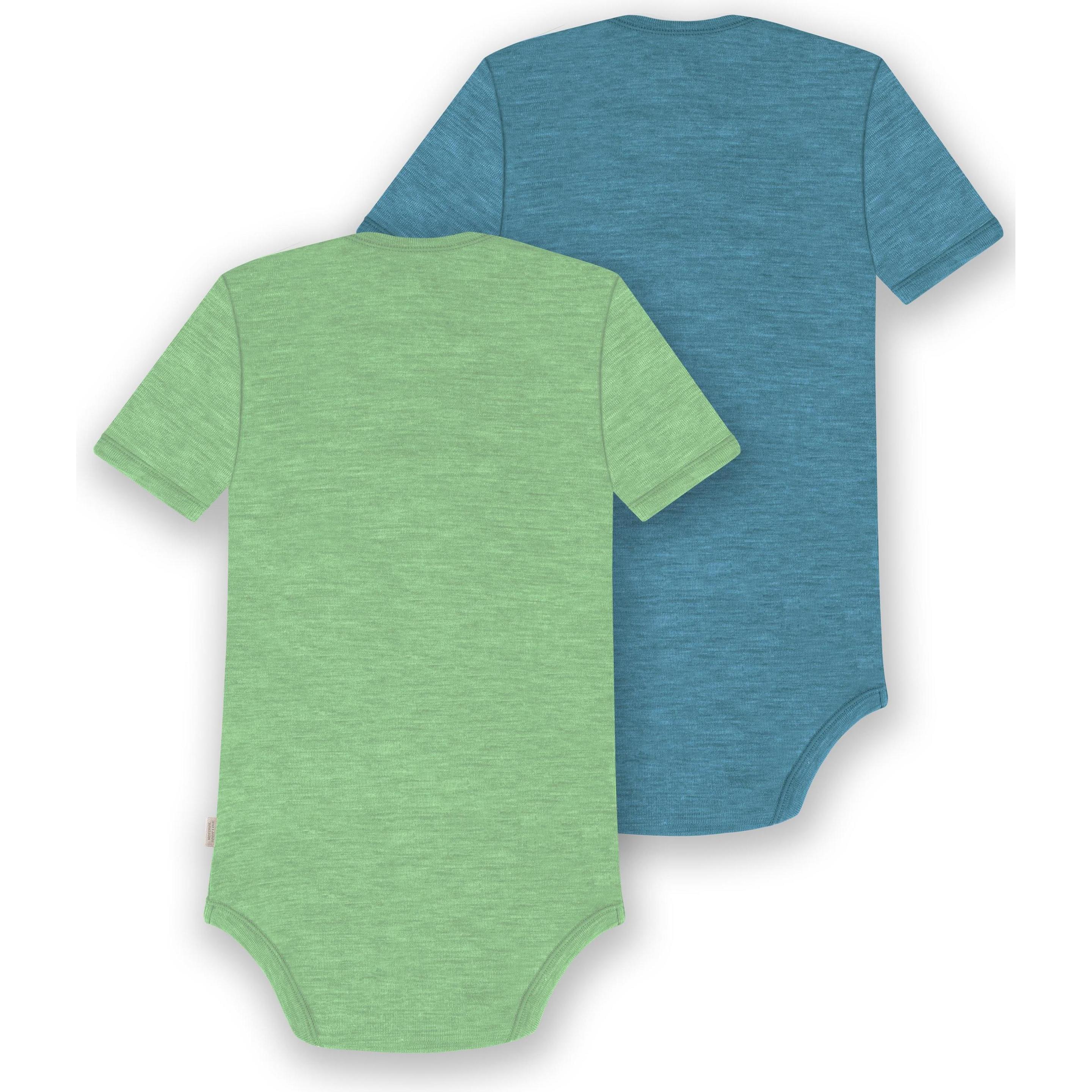 Thumbnail - Normani, Herren, Body, 2er Set Baby Merino Body Kurzarm „Tauranga" - 9297, Grün, (62)