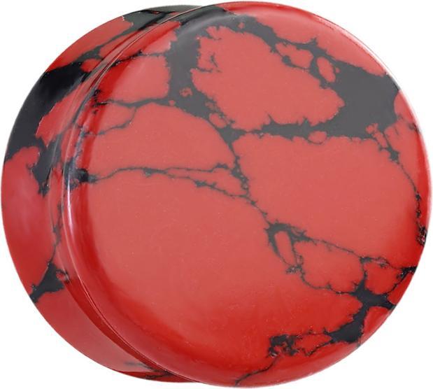 Image du produit Star Piercing Flared Plug rouge marbré en pierre de turquoise (sans laiton, Minéral)