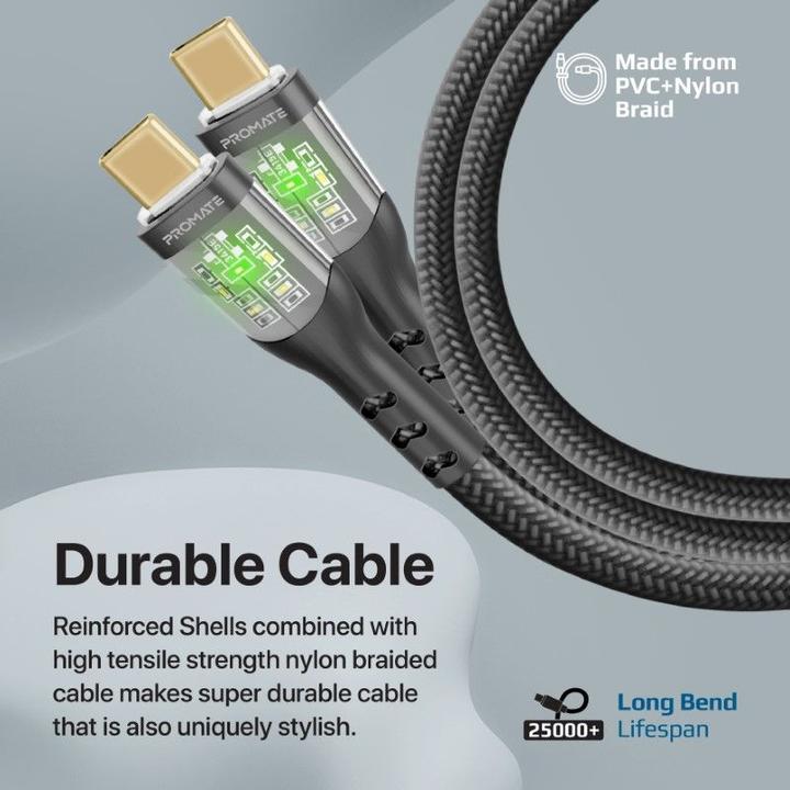 Actual product image ProMate TransLine-CC Black USB-C Cable 24K (1.20 m, USB 2.0, 60 W)