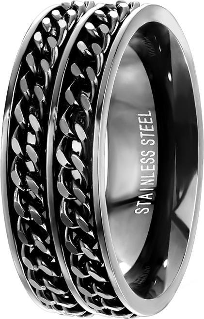 Image du produit Star Piercing Bague noire avec deux chaînes (sans laiton, Acier chirurgical 316L)