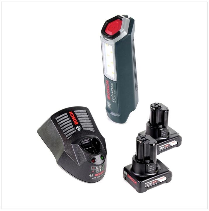 Produktbild Bosch Professional GLI 12V-300 Akku Lampe + 2x GBA 12V 6,0 Ah Akku + GAL 1230 Ladegerät (300 lm)