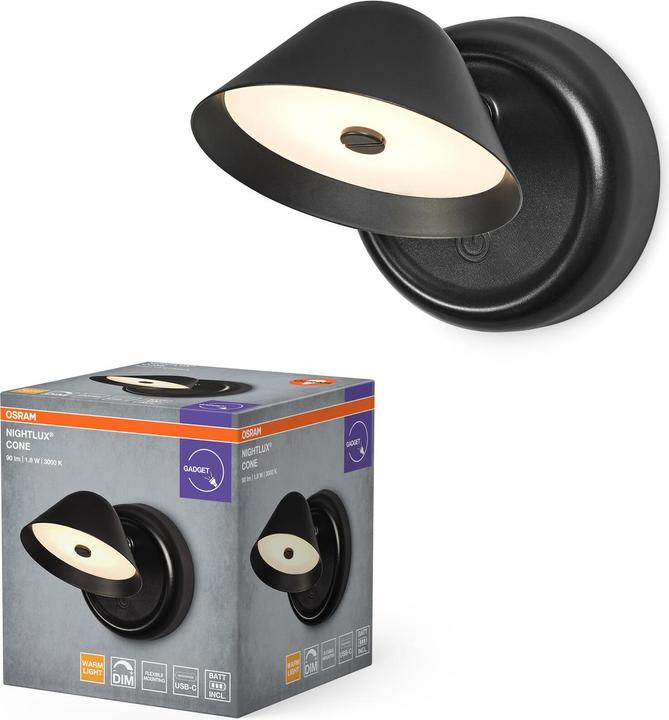 Actual product image Osram HOMELIGHTING NIGHTLUX CONE 830 DIM USB Black 4099854478789 Wandleuchte 1