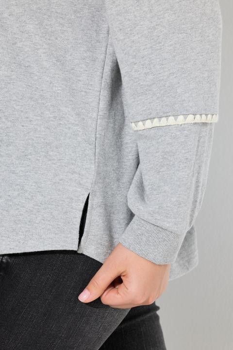 Produktbild Ulla Popken Sweatshirt, Ziernähte, Oversized, V-Ausschnitt, Langarm (54)