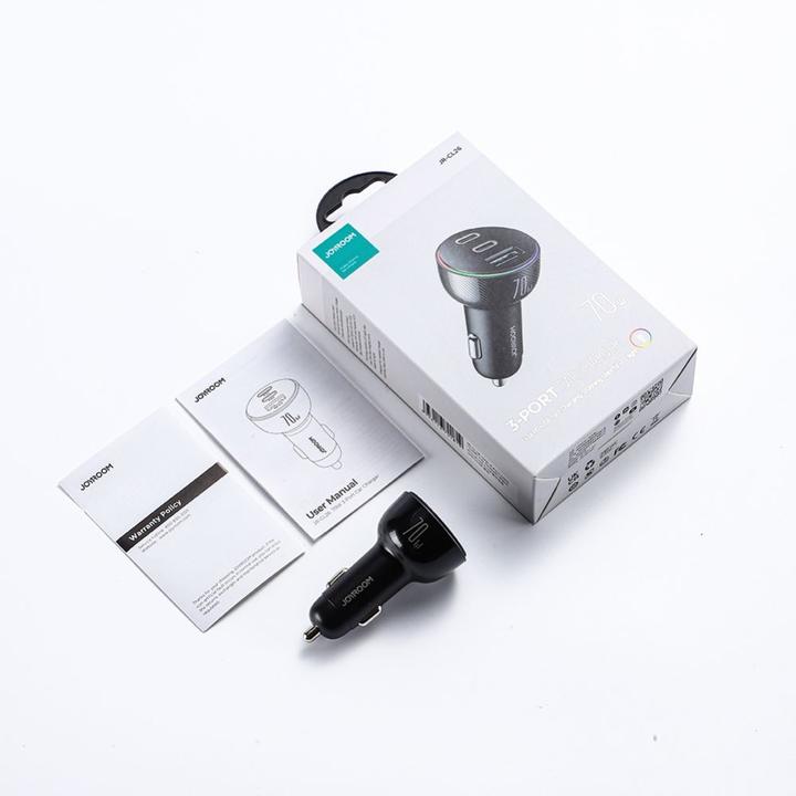 Actual product image Joyroom Multi-Color PD Car Charger with USB-A+ 2 x USB-C 70W - Black