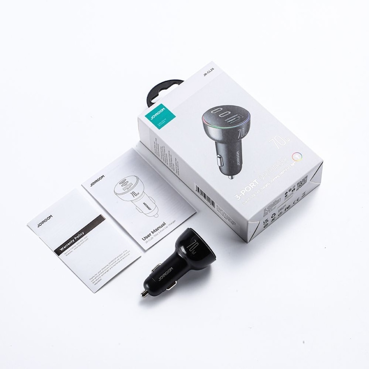 Produktbild Joyroom Multi-Color PD Car Charger with USB-A+ 2 x USB-C 70W - Black