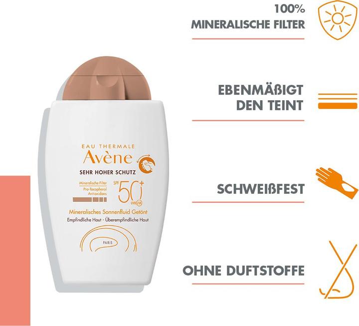 Actual product image Avène Solar fluid mineral tinted SPF50+ (Suntan cream, SPF 50+, 40 ml, 72 g)