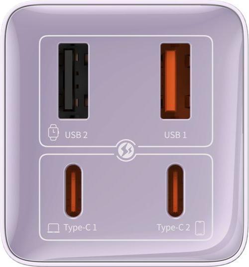 Image du produit Baseus GaN6 Pro 2xUSB-C + 2xUSB, 100W (fioletowy) (100 W)