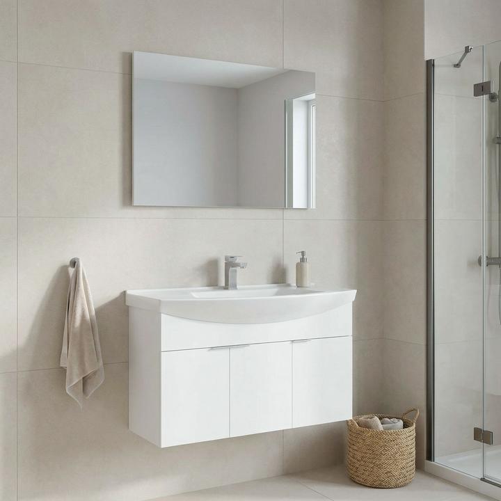 Produktbild Homitis Purus 100 Bathroom Cabinet With Sink & Mirror Set (2 Pieces)