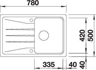 Actual product image Blanco Sona 45 S (Top-mounted sink, 78 cm, 50 cm)