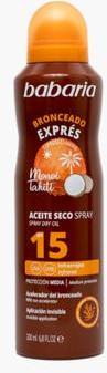 Immagine prodotto Babaria Olio secco spray abbronzante espresso SPF15 200ml (Spray solare, SPF 15, 200 ml)