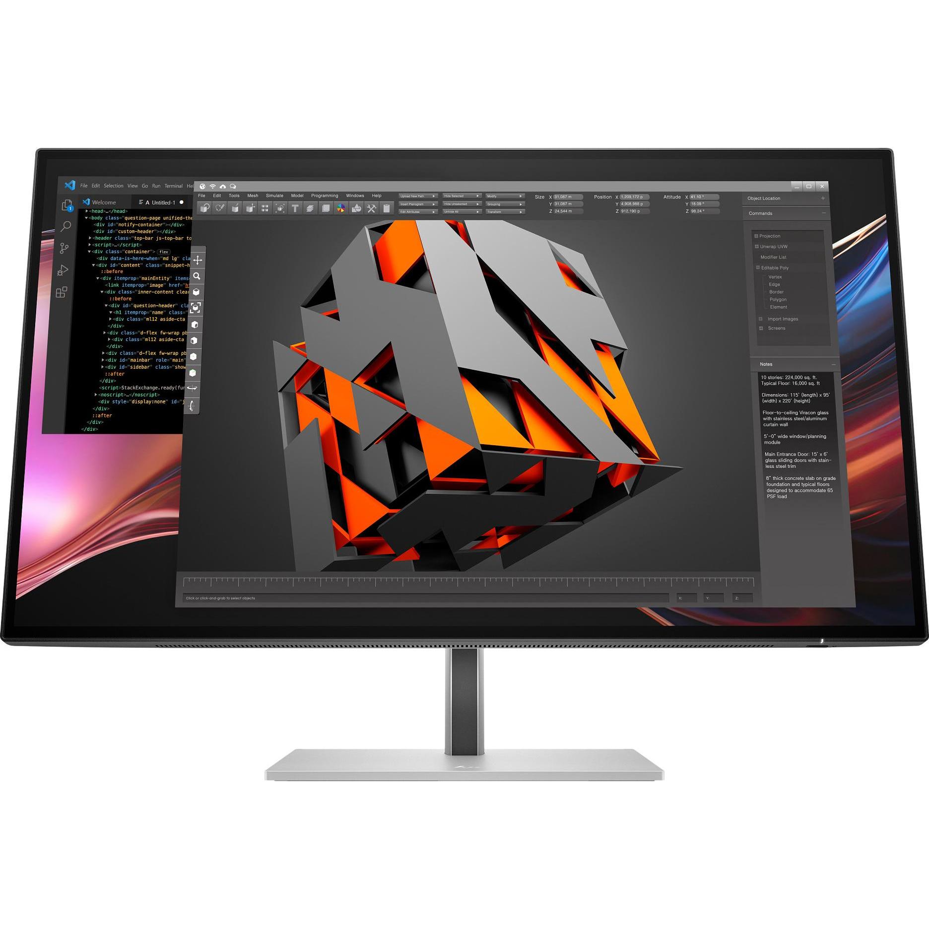 HP S7 Pro 727pu QHD TB4 MNTR EMEA-INTL E (2560 x 1440 Pixel, 27"), Monitor, Silber, Schwarz