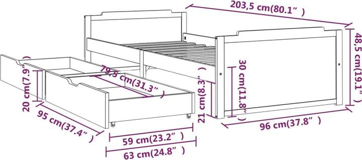 Produktbild vidaXL Bettgestell (90 x 200 cm)