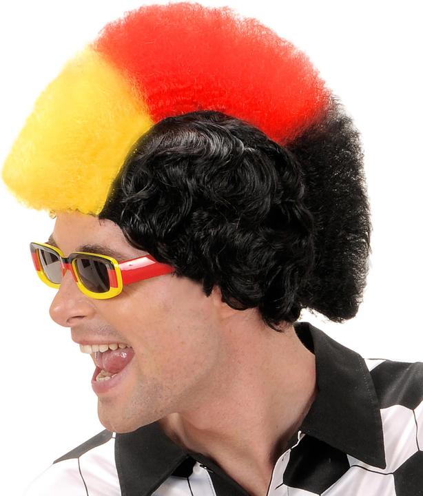 Produktbild Magni Widmann P0707 - Perücke Fan, schwarz-rot-gold, Deutschland Fan, Irokesenschnitt, Sportfan, Weltmeist