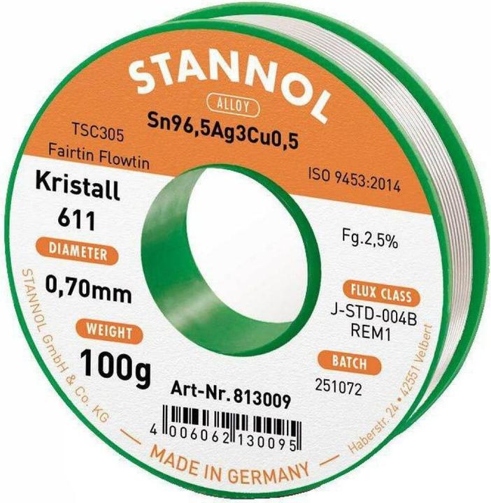 Actual product image Stannol Crystal 611 TSC (Solder)