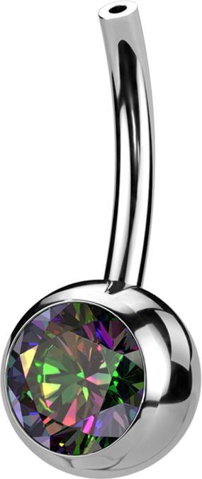 Actual product image Star Piercing Threadless Bananen-Stab silber mit Kugel Kristall dunkel multicolor (without brass, Titanium)