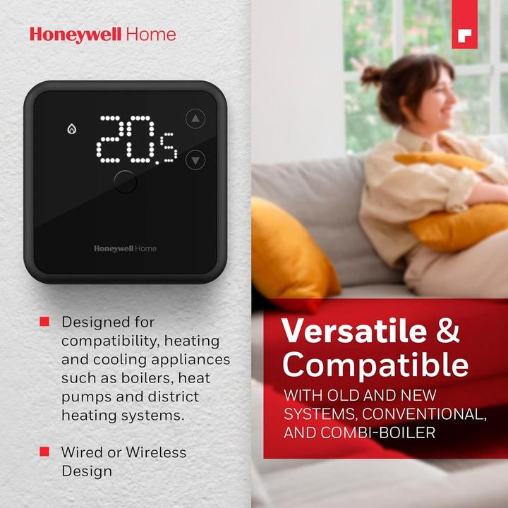 Actual product image Honeywell Home DT3 (kabellos) schwarz / Programmierbarer kabelloser Thermostat / 7-Tage-Programm