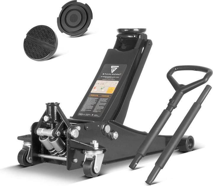 Actual product image Stahlwerk Wagenheber WHB-73 ST mit 3 t Tragkraft Gummirollen 73-500mm Hubbereich