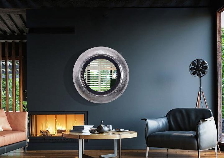 Actual product image FineBuy Wall mirror hallway mirror round metal 74 cm mirror hallway hammered finish (Ø 74 cm)