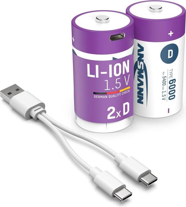 Produktbild Ansmann Premium Rechargeable (2 Stk., D, 6000 mAh)
