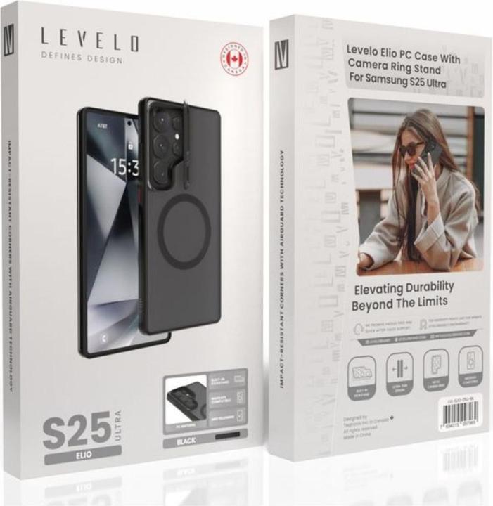 Produktbild Levelo Elio Case For Samsung S25 Ultra - Black (Samsung Galaxy S25 Ultra)