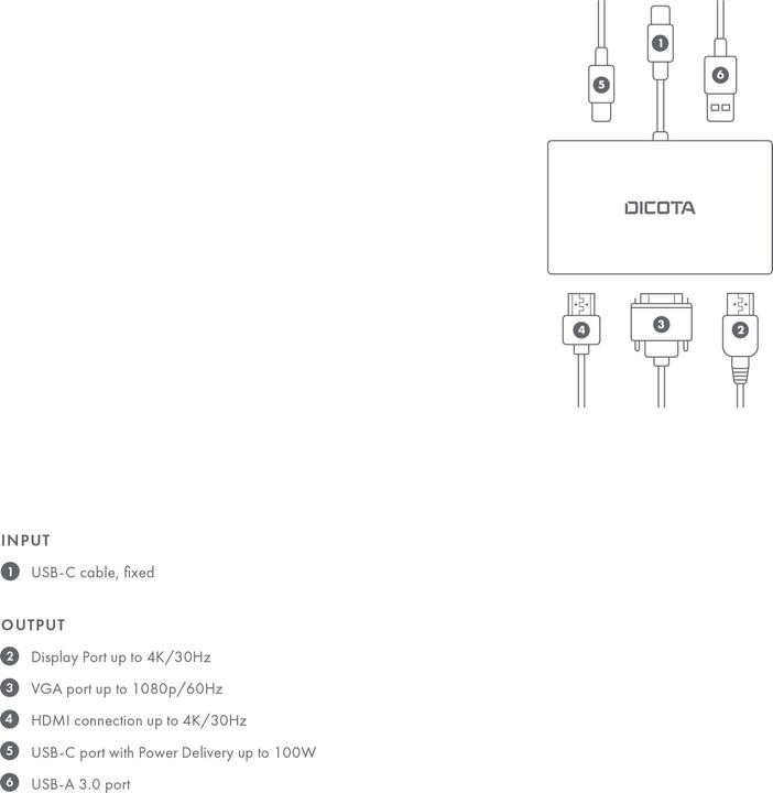 Produktbild Dicota USB-C Portable 5-in1 Docking Station 4K HDMI/DP PD (USB-C, 5 Ports)