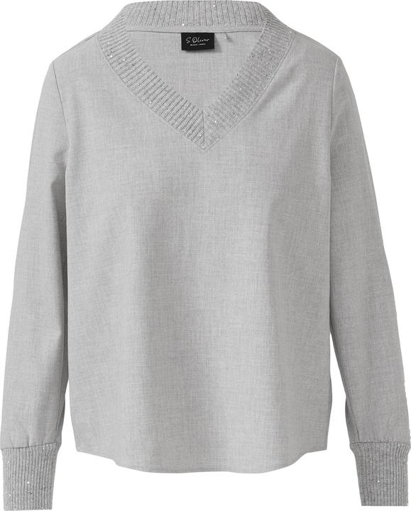 Immagine prodotto s.Oliver Bluse Flanell-Bluse mit Strickkragen und -bündchen (48)