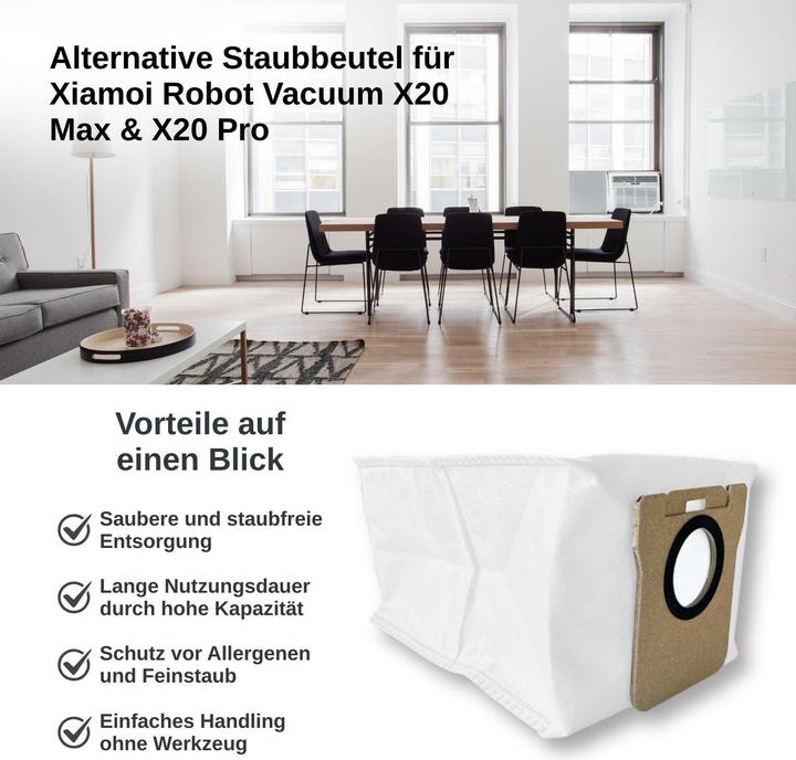 Produktbild Hermex Alternative Staubbeutel für Xiaomi Robot Vacuum X20 Max X20 Pro (4x)