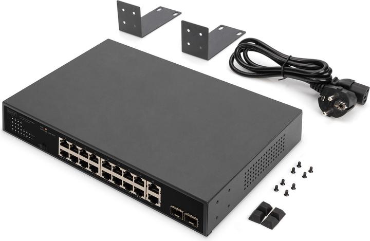 Actual product image Digitus 16+2 Port 10/100/1000 Mbps + 2 Gigabit SFP PoE Switch (18 ports)