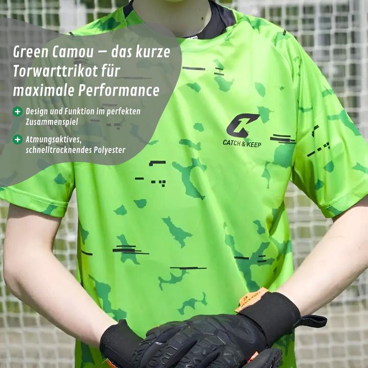 Actual product image Catch & Keep Trikot Green Camou Torwarttrikot Gr. 164 Kurzarm Fussball Shirt (164)