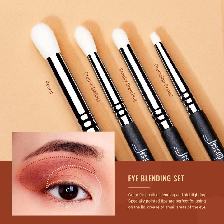 Actual product image Jessup Eye Makeup Brushes Set Professional Blending Brush for Eyeshadow 13pcs Premium Synthetic Blac (Eyebrows)