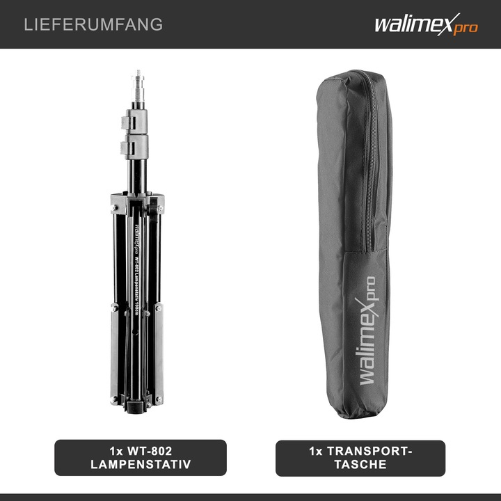 Immagine prodotto Walimex Treppiede per lampada WT-802, 108cm (108 cm, 2.50 kg)