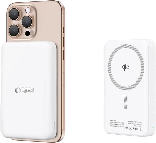 Productafbeelding Tech-Protect Powerbank PB24 LIFEMAG QI2 MAGSAFE POWER BANK 10000MAH Wit (15 W)