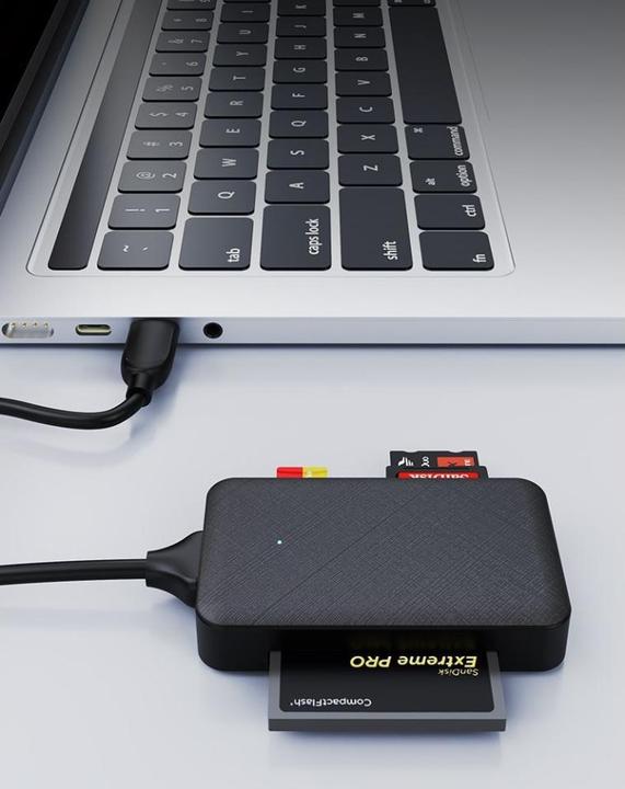 Actual product image PowerGuard Quad 4-in-1 USB-C Cardreader CompactFlash SD MicroSD MS (USB 2.0, USB 3.1)