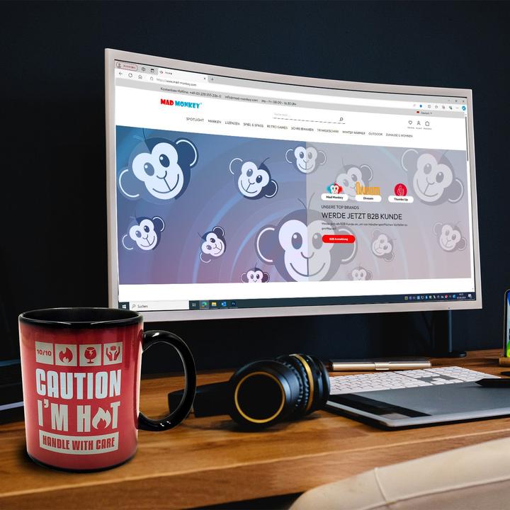 Actual product image Mad Monkey Caution I am Hot" mug - with colour change (300 ml, 1x)
